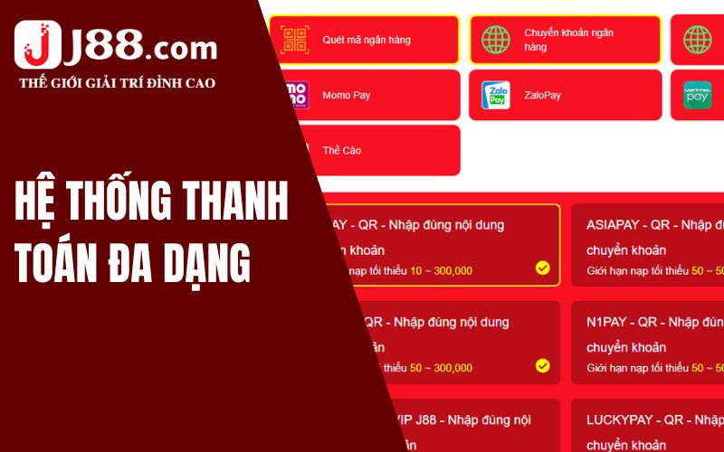 Hệ thống thanh toán đa dạng hình thức